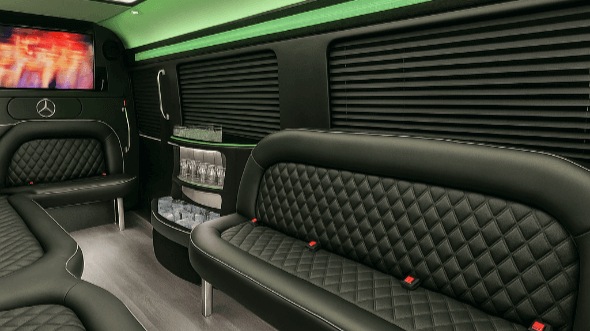 Interior of Ontario Party Bus Company's 14 Passenger Sprinter Limousine in Ontario