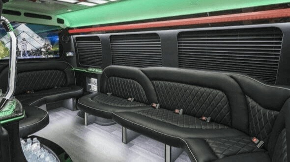 Interior of Charter Bus Company Rialto's 14 Passenger Sprinter Limousine in Rialto