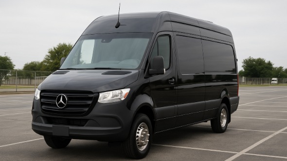 Exterior of Charter Bus Company Moreno Valley's 14 Passenger Sprinter Limousine in Moreno Valley