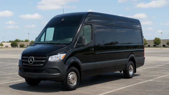 Exterior of Charter Bus Company Rialto's 14 Passenger Sprinter Limousine in Rialto