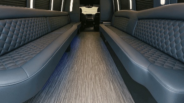 Interior of Charter Bus Company Corona's 20 Passenger Party Bus in Corona