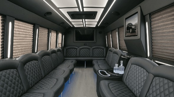 Interior of Charter Bus Company Fontana's 20 Passenger Party Bus in Fontana