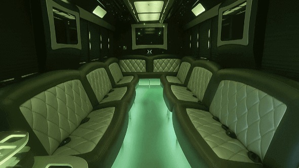 Interior of Charter Bus Company Rancho Cucamonga's 20 Passenger Party Bus in Rancho Cucamonga