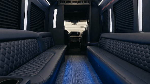 Interior of Charter Bus Company Riverside's 20 Passenger Party Bus in Riverside