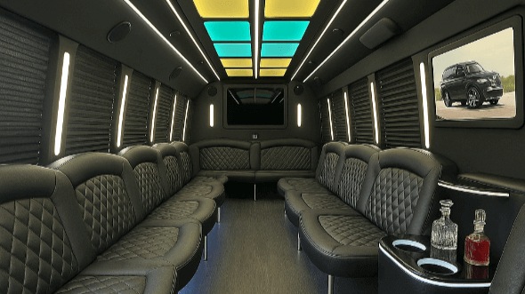 Interior of Charter Bus Company Fontana's 25 Passenger Party Bus in Fontana