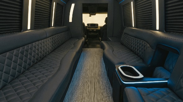 Interior of Charter Bus Company Rialto's 25 Passenger Party Bus in Rialto