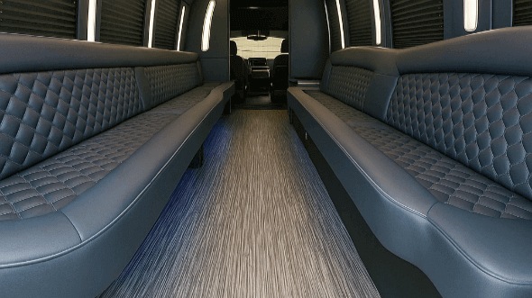 Interior of Charter Bus Company Riverside's 25 Passenger Party Bus in Riverside