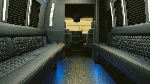 Interior of Charter Bus Company Upland's 25 Passenger Party Bus in Upland