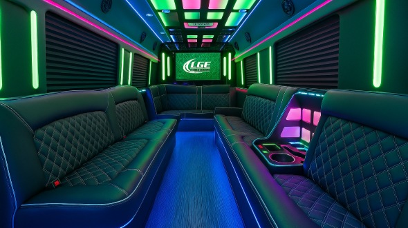 Interior of Charter Bus Company Chino's 28 Passenger Party Bus in Chino