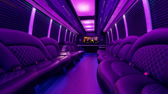 Interior of Charter Bus Company Rialto's 28 Passenger Party Bus in Rialto
