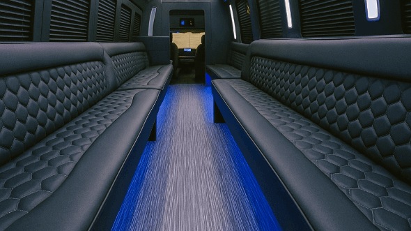 Interior of Charter Bus Company Fontana's 30 Passenger Party Bus in Fontana