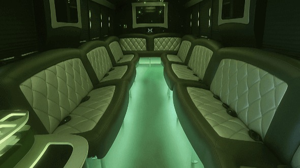 Interior of Charter Bus Company Moreno Valley's 30 Passenger Party Bus in Moreno Valley