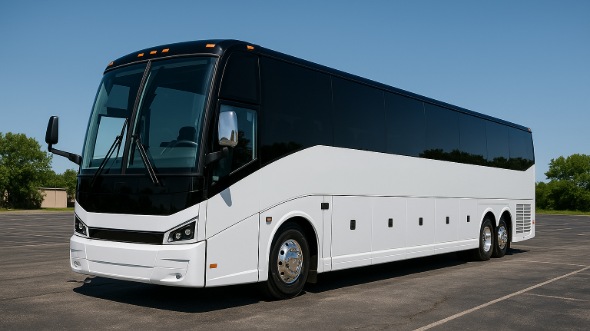 Exterior of Charter Bus Company Rancho Cucamonga's 40 Passenger Party Bus in Rancho Cucamonga