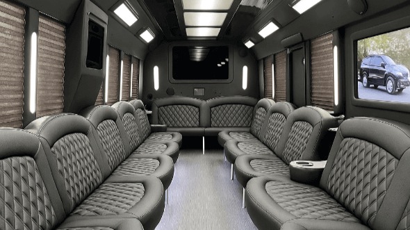 Interior of Charter Bus Company Chino's 50 Passenger Party Bus in Chino